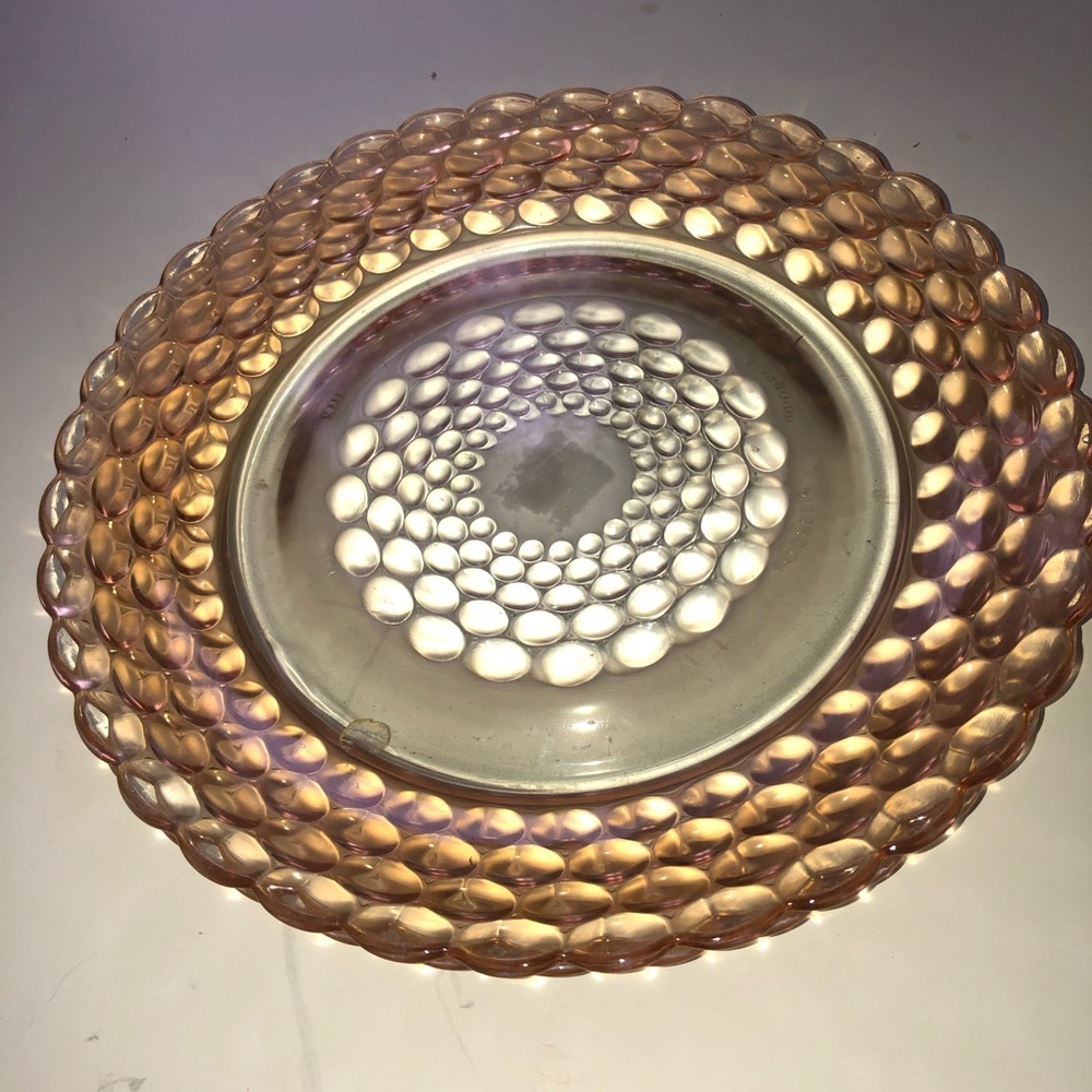 Amber Bubble Design Glass Plate